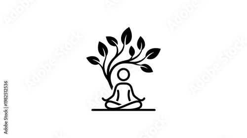 Meditating Person With Tree Crown Logo