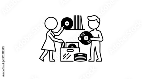 People Sorting Through Vinyl Records