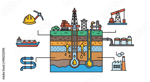 Oil Rig Drilling Operation Process Diagram.