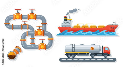 Industrial oil transport and pipeline.