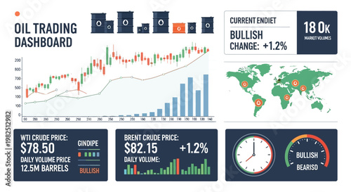 Oil Trading Financial Market Dashboard Screen.