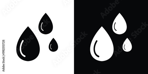 Vector illustration of black and white water droplets on split background