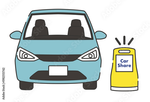 カーシェアリングサービスのイメージイラスト