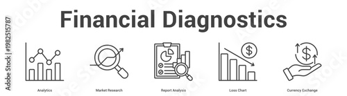 Financial Analysis web banner icon set vector illustration concept for business with icon of Analytics, Report Analysis, Market Research, Loss Cha.
