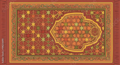 Intricate traditional oriental rug design pattern.
