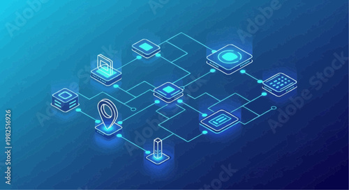 Network connection and communication technology concept.