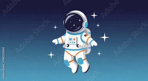 Astronaut in space illustration exploring the cosmos with starry background