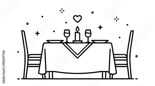 Romantic dinner setup for two people with candle