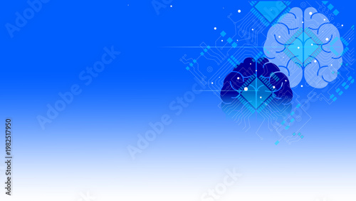 Abstract Digital Technology Background with AI Brain and Circuitry Design with Copy Space