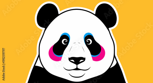 Cartoon panda bear face closeup.