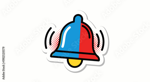 Colorful bell with sound waves.