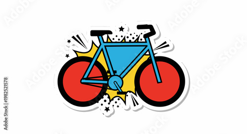 Colorful Cartoon Bicycle Graphic Illustration.