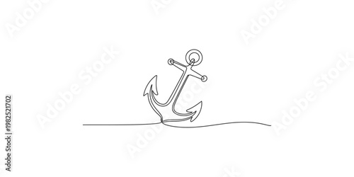 A simple line drawing of an anchor on the ocean floor sea nautical marine ship
