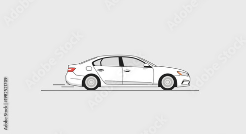 Modern white sedan car with futuristic technology design elements