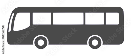 Minimalist bus icon vector, black silhouette of a modern passenger coach, public transport vehicle symbol for travel and transit logistics