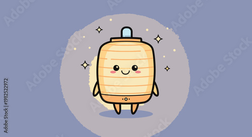 Cute cartoon suitcase character with friendly face.