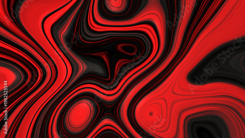 Abstract red and black swirling fluid art pattern, suitable for backgrounds, prints, and decorative designs with a modern and dynamic style.