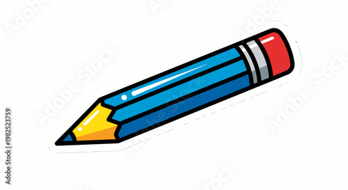 Colorful cartoon pencil with eraser.