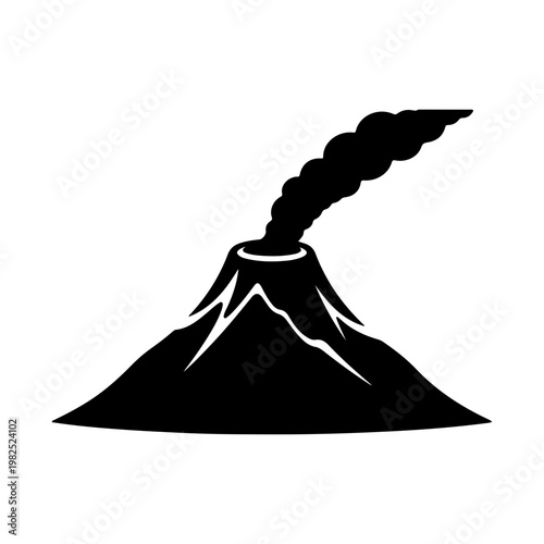 Volcanic Eruption Black Graphic Silhouette