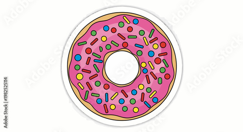 Colorful Donut with Sprinkles Decoration.