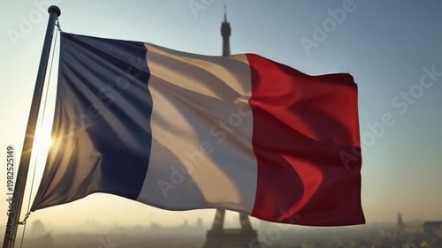 Historic French Flag Waving – Symbol of Independence and Revolution