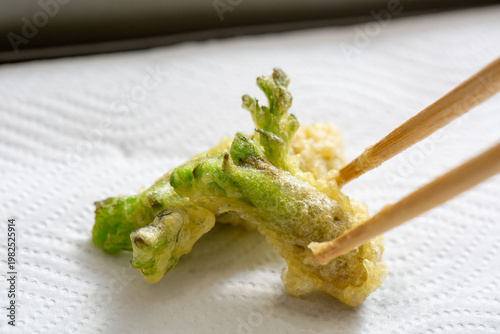 天婦羅　油　天ぷら　タラの芽