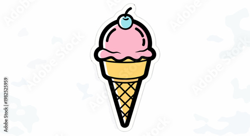 Colorful Ice Cream Cone Dessert Treat.