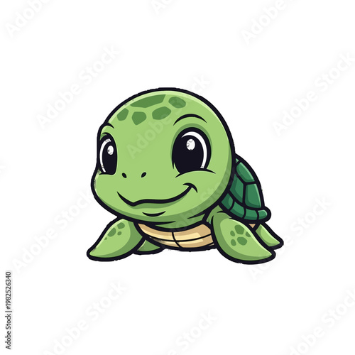 A cute cartoon turtle with a smile.
