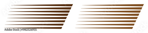 Vintage speed lines in brown gradient, retro motion effect vector elements, classic racing stripes for automotive decals and sports branding
