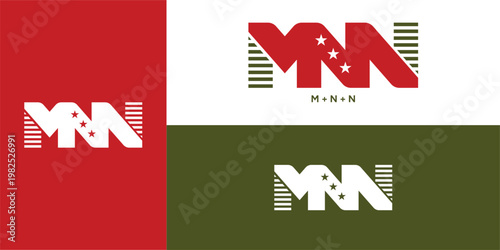 Initial letter M , N, N. Simple outline vector logo design.