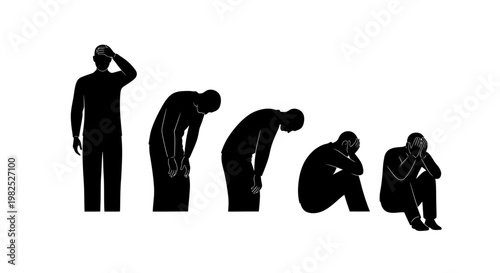 Depression Progression: From Standing Despair to Seated Grief in Silhouette