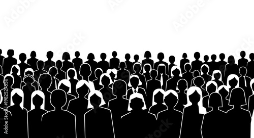 Diverse Crowd of People Silhouettes, Community Gathering, Social Connection, Diversity, Group