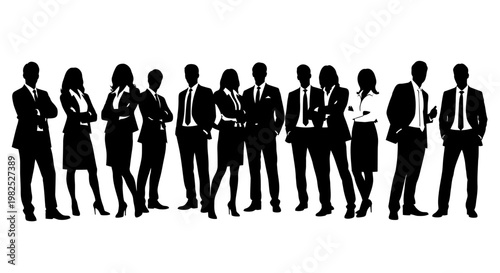 Diverse Group of Business People Silhouettes Standing Confidently Together