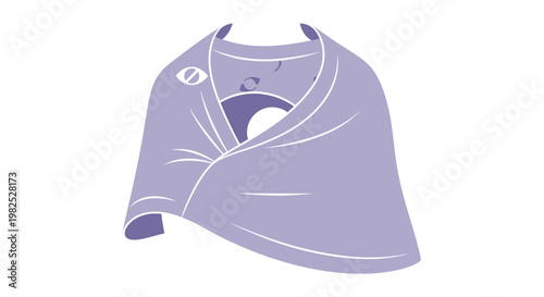 Lavender poncho style wrap garment illustration.
