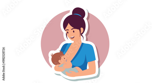 Mother breastfeeding newborn baby in gentle embrace.
