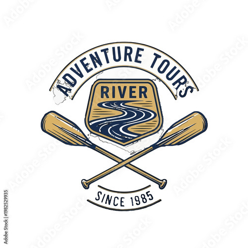 River adventure tour logo with oars.