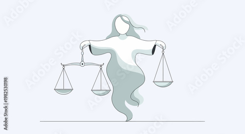 Woman Holding Scales of Justice Symbol.