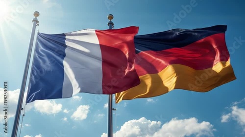 French Flag Blending with German Flag Concept of European Independence and Unity