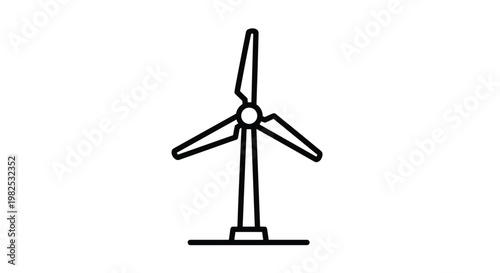 Simple line art illustration of a wind turbine for renewable energy and sustainable environment conservation themes.