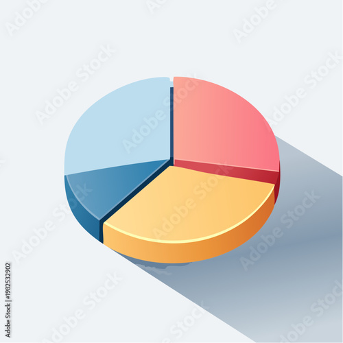 Free Download 3D Pie Chart Graphic with Four Segments and Long Shadow - GFXLoad
