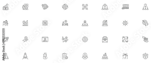 Crowdfunding icon set. Editable line icons.