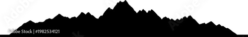 Mountains alpine skyline silhouette isolated on transparent background
