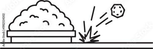 Agricultural harvest pile with a bouncing seed during collection on a flat surface vector icon style Isolated on white background