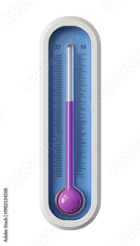 Measuring Temperature, Thermometer, Home Office, Illustration, Digital Environment, Close-Up View, Science Concept