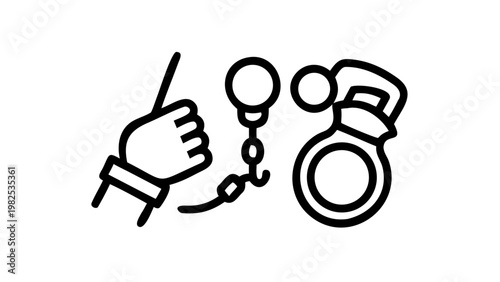 Leash and collar: The drawing illustrates a leash and collar, essential accessories for dog walking. The hand grasps the leash, connected to a classic collar.