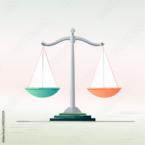 Simple vector illustration of a perfectly balanced scale, symbolizing fairness, justice, and the concept of equilibrium
