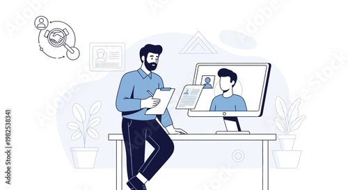 Online job interview, remote recruitment, HR manager hiring candidate via video call