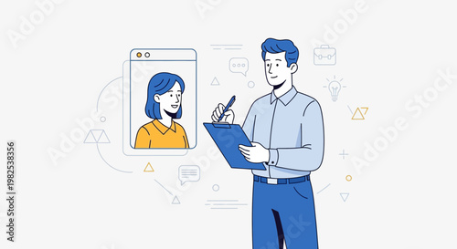 Online meeting and note taking, remote work, business communication, teamwork, digital collaboration