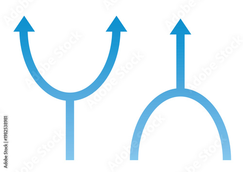 細線合流矢印アイコン ビジネスフローUI素材