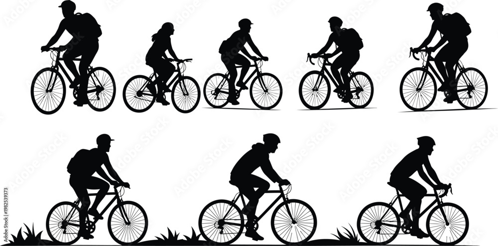 Obraz premium Mega Set of Cyclist Silhouettes